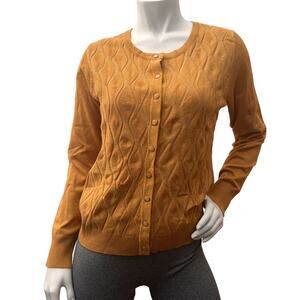 Bellissima USA Orange Knit Button Down Sweater size M